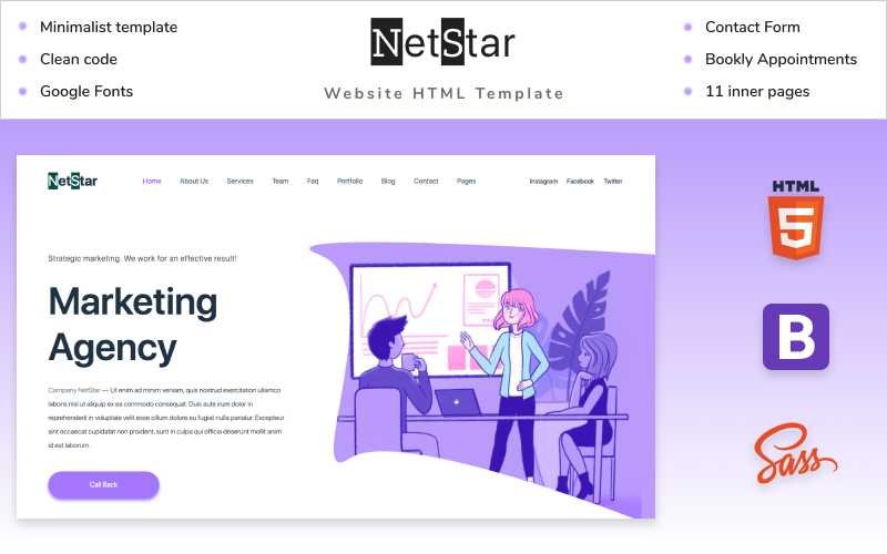 Net Star | Marketing Agency Website HTML5 Template