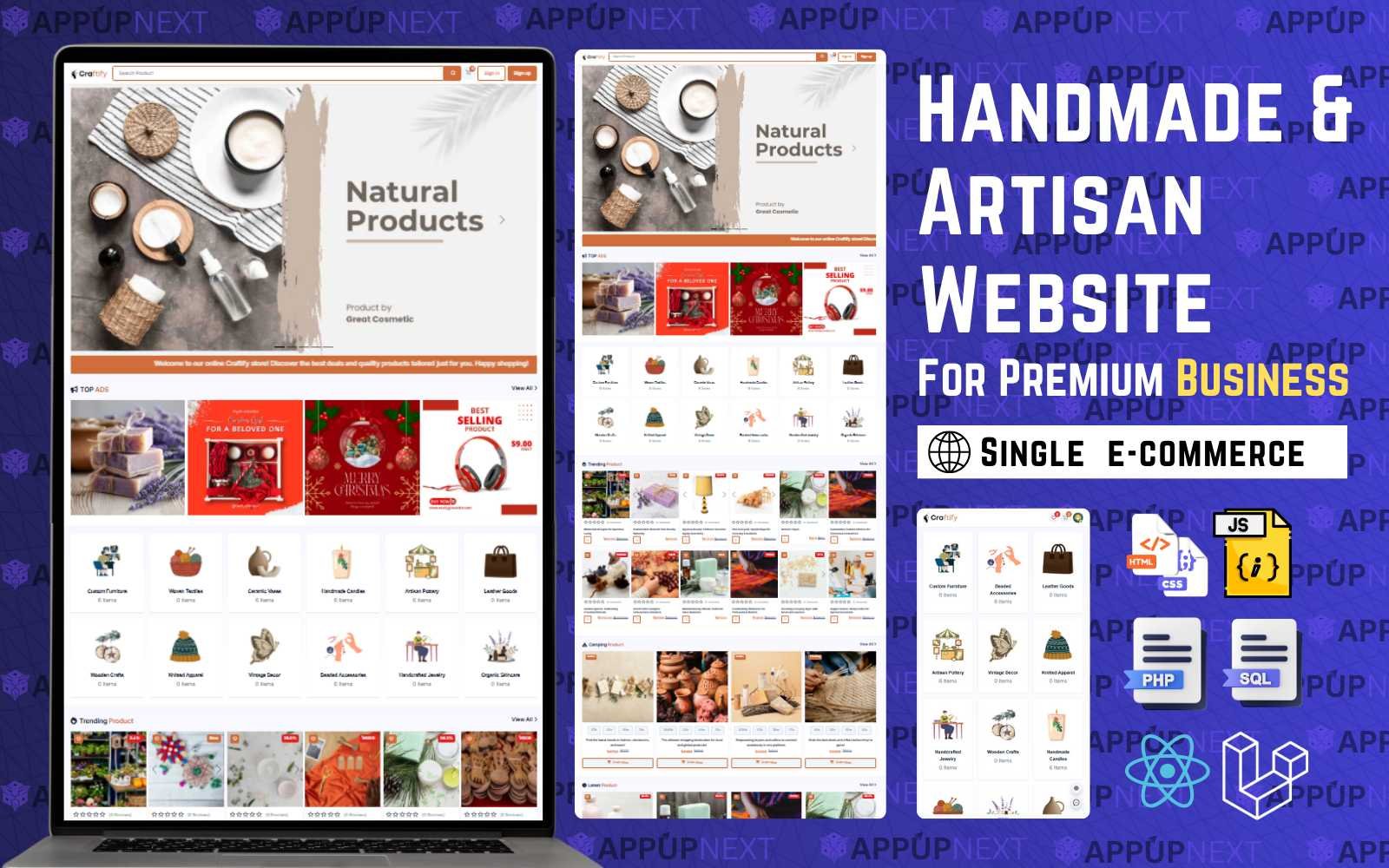 Craftify: Fully Dynamic Handmade Artisan Marketplace Built with React, PHP & Laravel