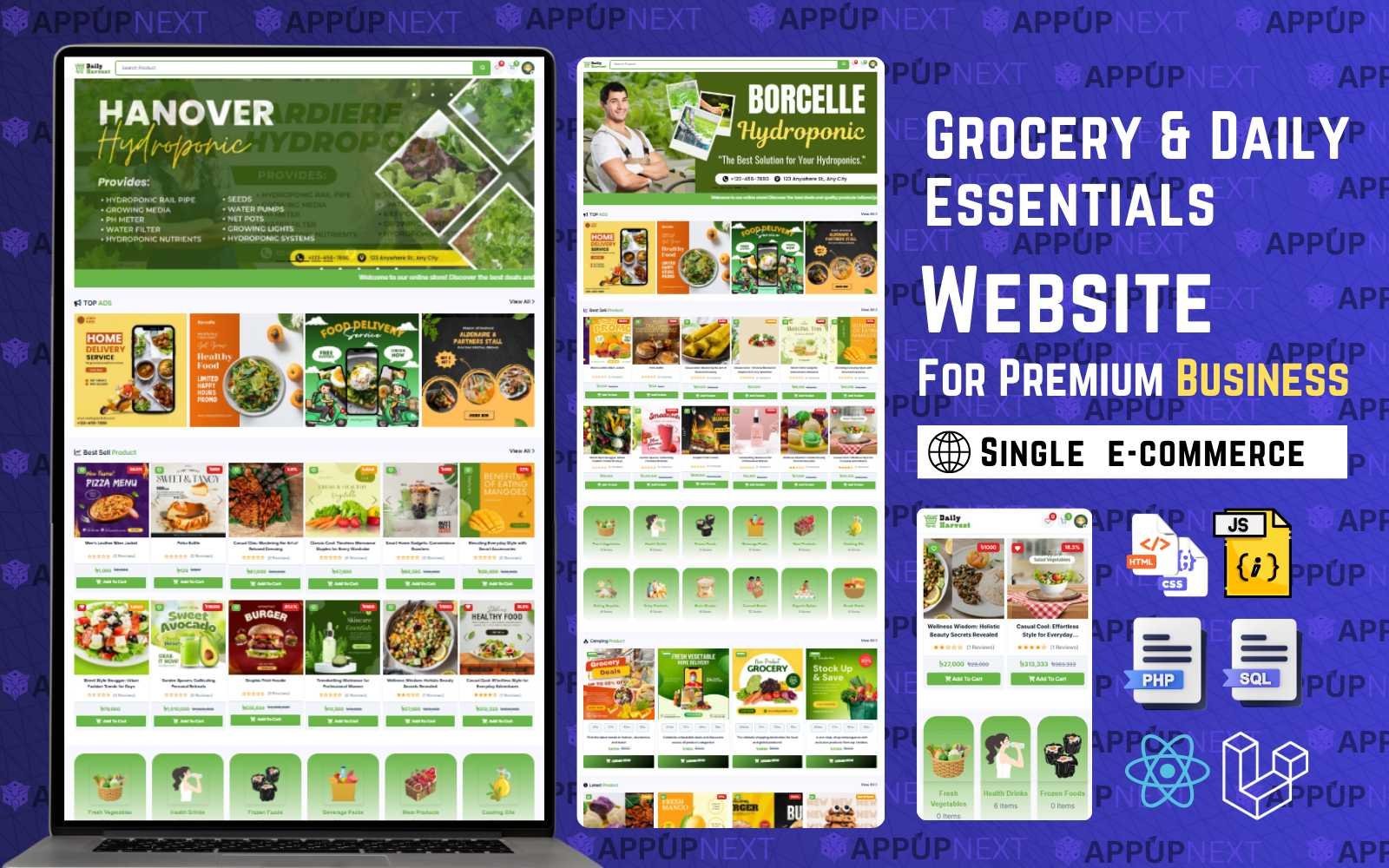 DailyHarvest: Fully Dynamic Grocery & Daily Essentials Marketplace Built with React, PHP & Laravel