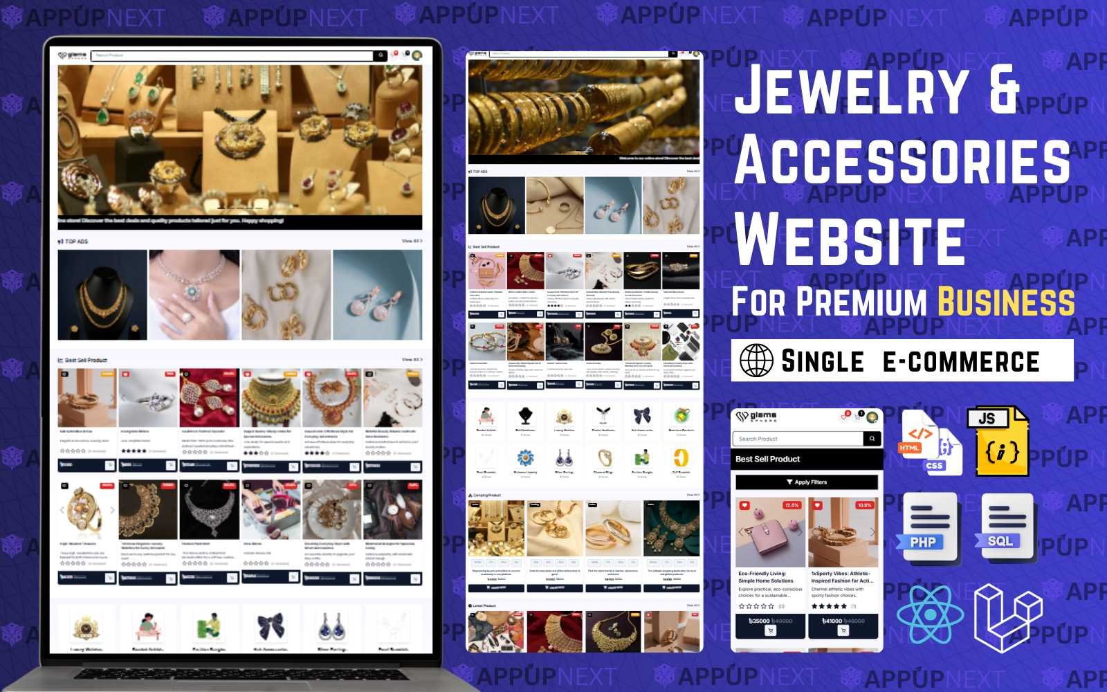 GlamSphere: Fully Dynamic Jewelry & Accessories Marketplace Built with React, PHP & Laravel